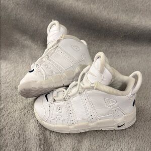 Nike Kids White and Navy More Uptempo High-Top Sneakers